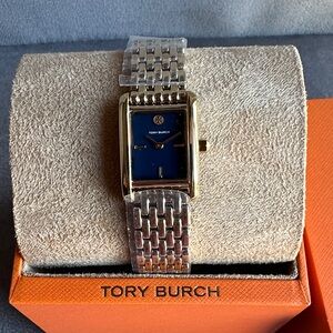 NWT Tory Burch Gold Watch with Blue Dial